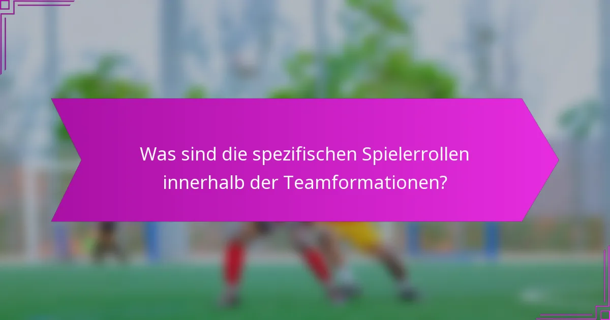 Was sind die spezifischen Spielerrollen innerhalb der Teamformationen?