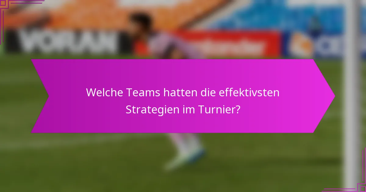 Welche Teams hatten die effektivsten Strategien im Turnier?