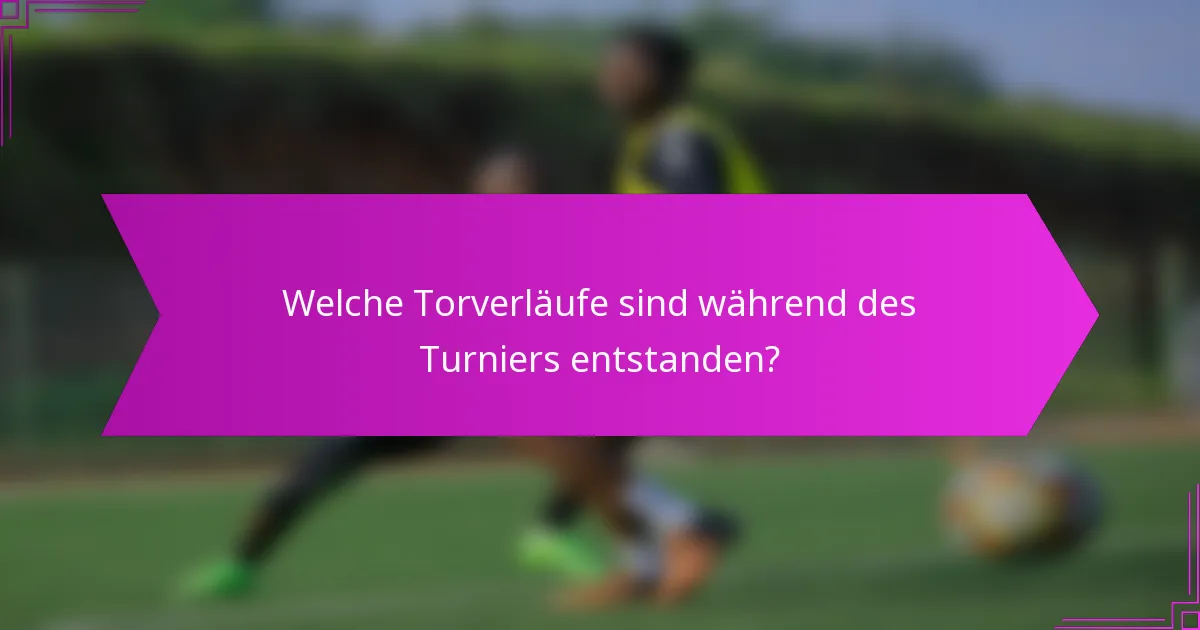 Welche Torverläufe sind während des Turniers entstanden?
