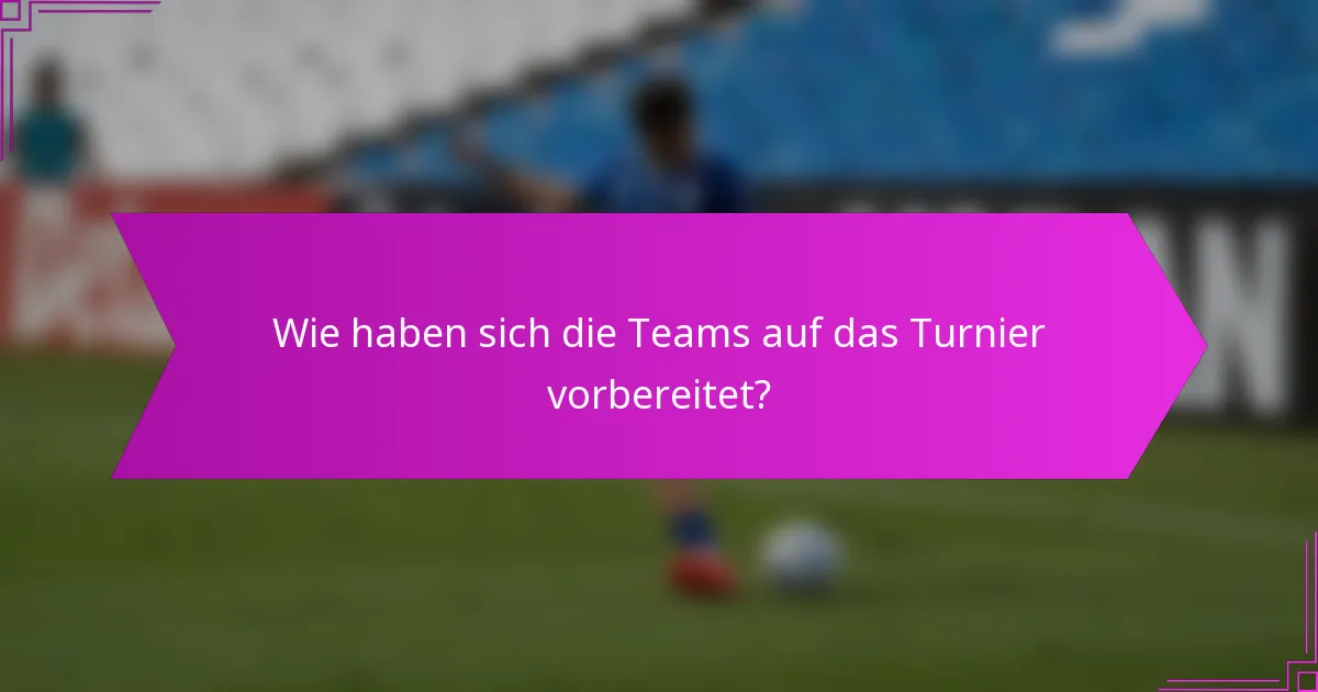 Wie haben sich die Teams auf das Turnier vorbereitet?